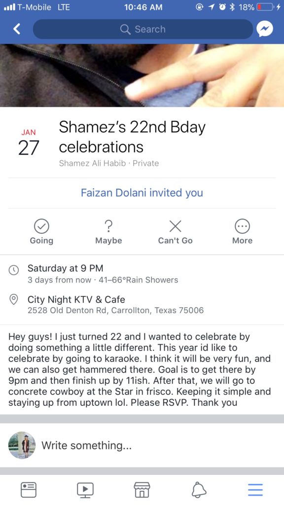 Shamez’s Birthday Event